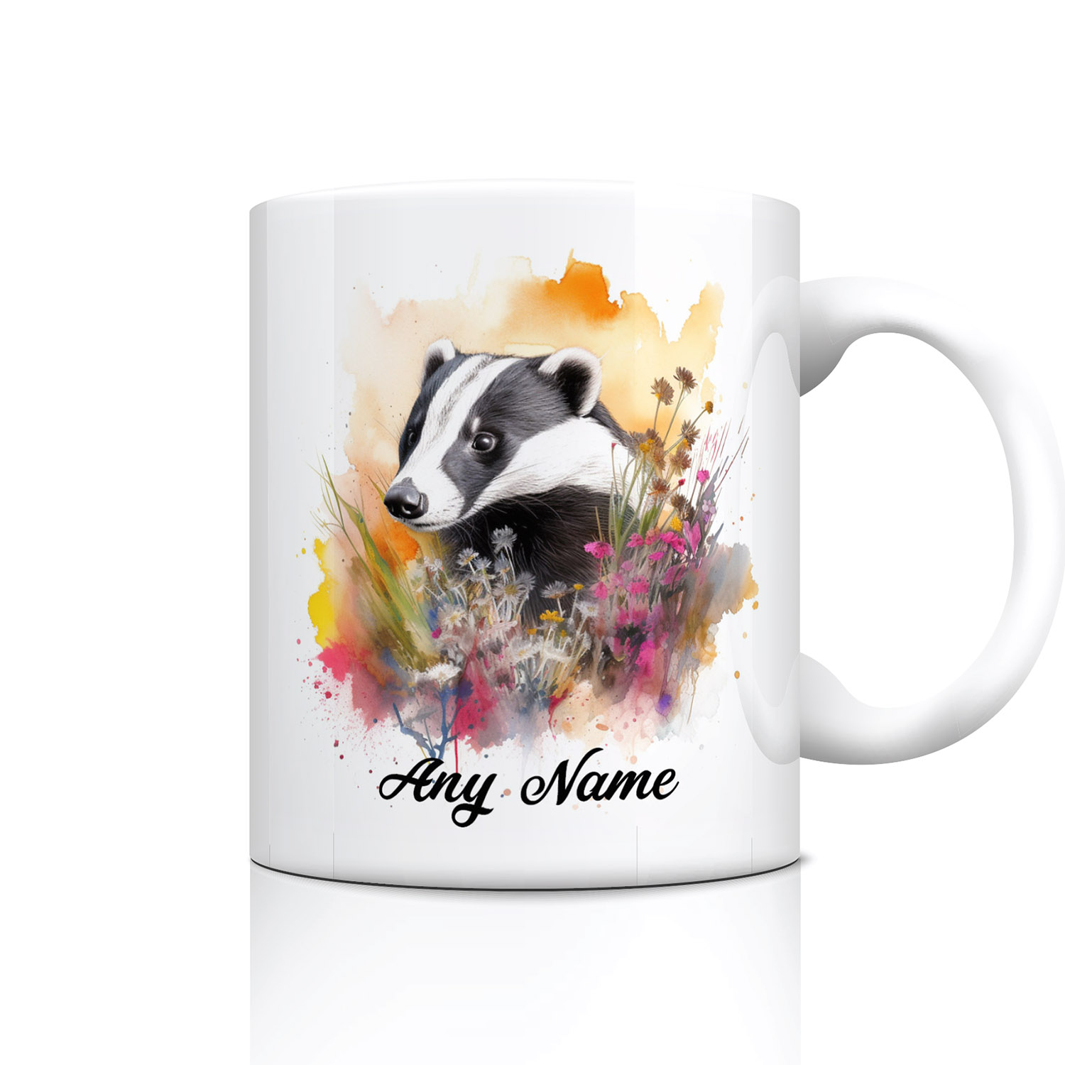 Charming Badger Watercolour Mug for Nature Lovers