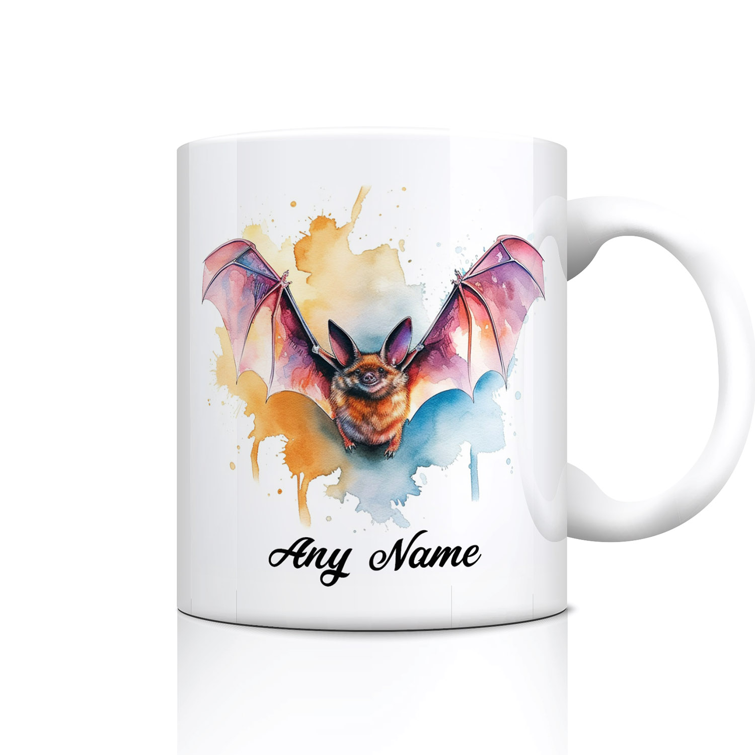 Whimsical Bat Watercolour Mug for Nature Lovers