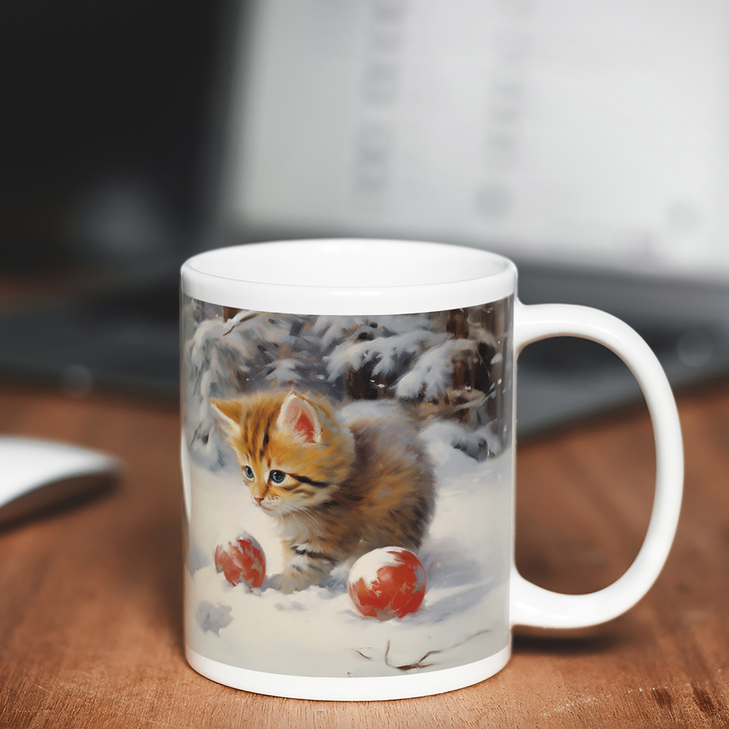 Charming Kittens Snowfall Mug - Perfect Gift for Cat Lovers