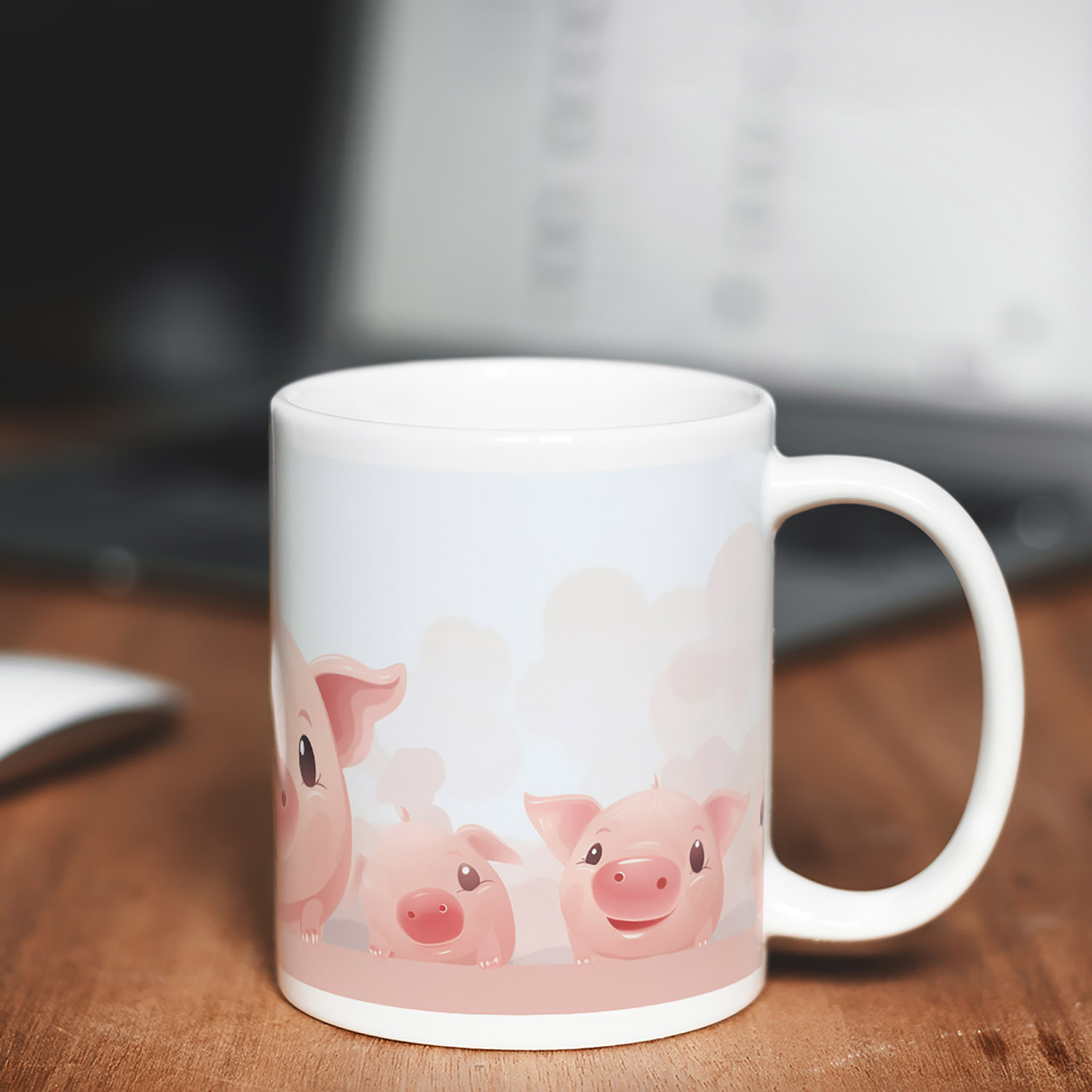Charming Piglet Duo 11oz Ceramic Coffee Mug for Animal Lovers