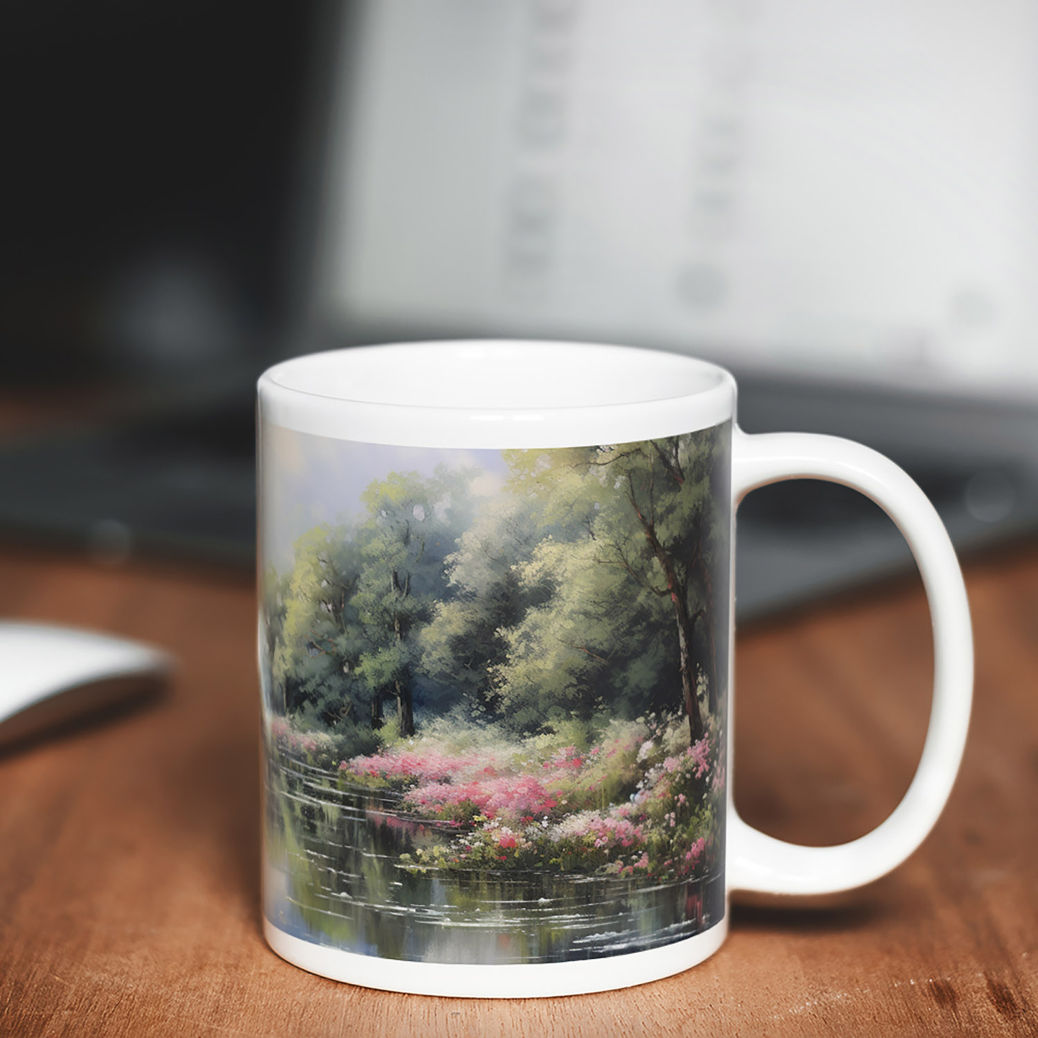 Monet-Inspired Riverside Ceramic Mug - Artful Coffee Delight