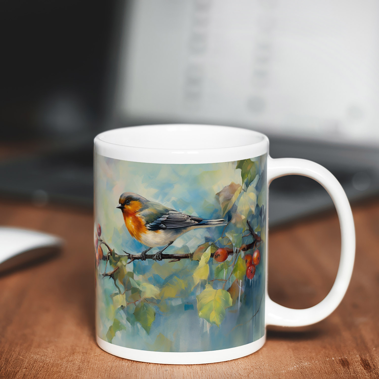 Charming Robin & Holly Mug - Perfect for Cozy Brews
