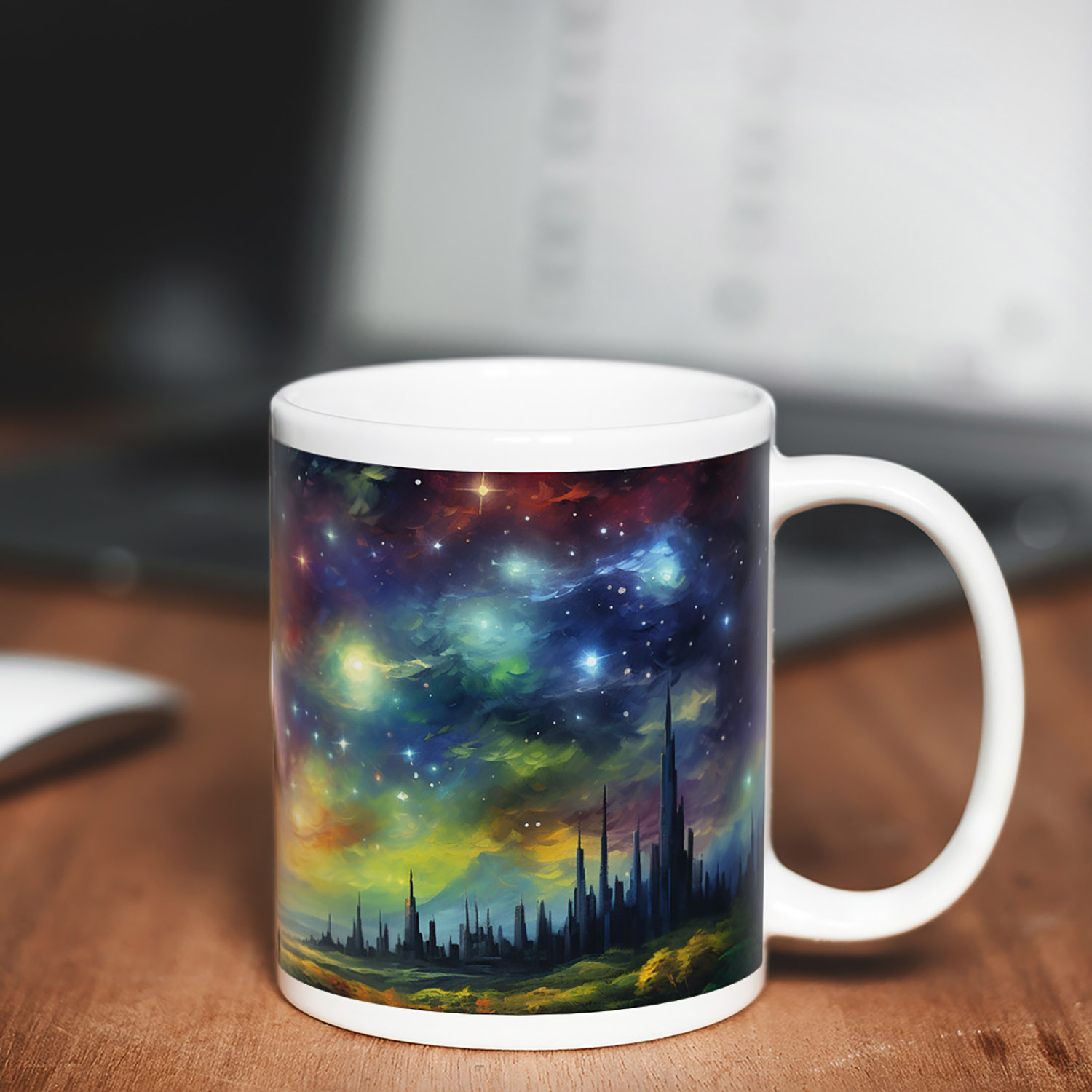 Cosmic Vista Starry Night Ceramic Mug - 11oz Celestial Gift