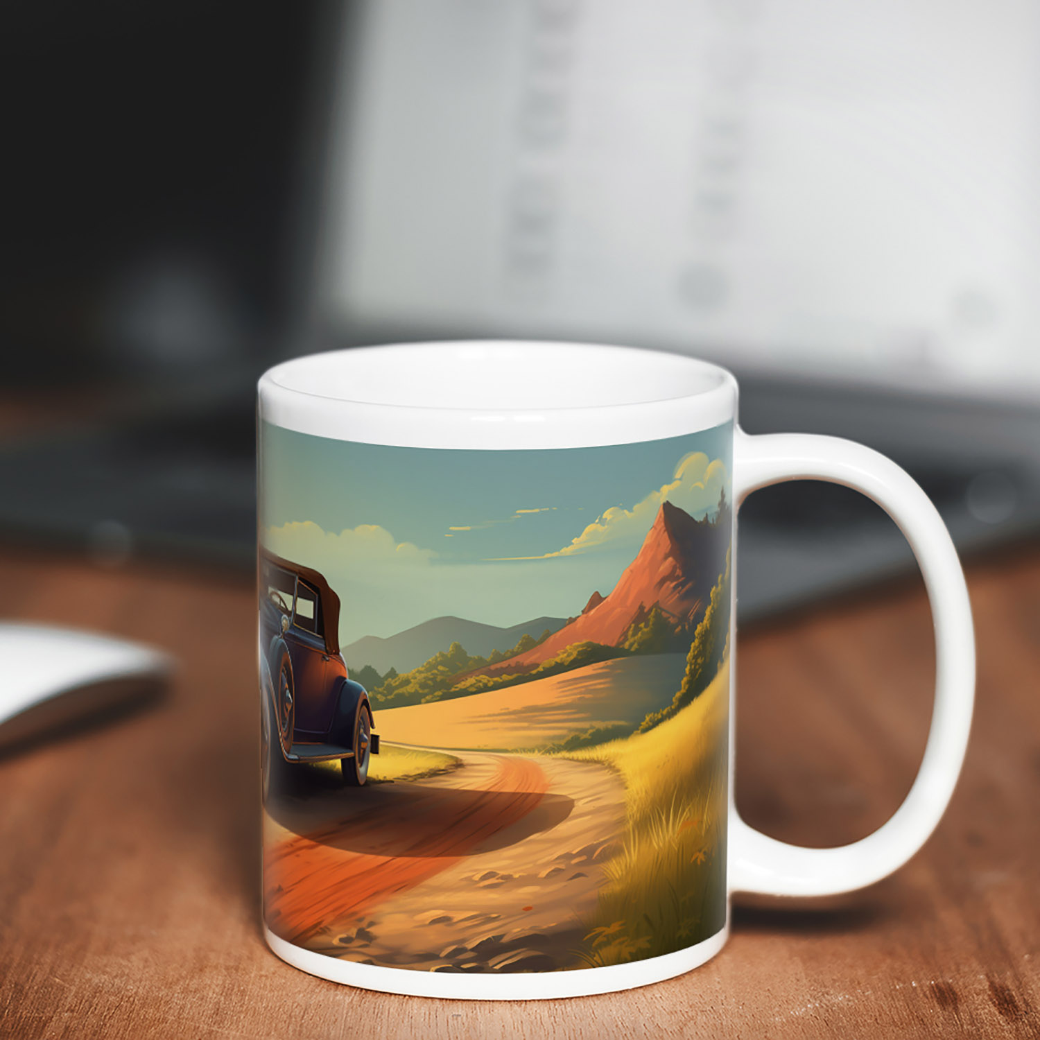 Vintage Car Countryside Drive Mug - Perfect Gift for Car Lovers