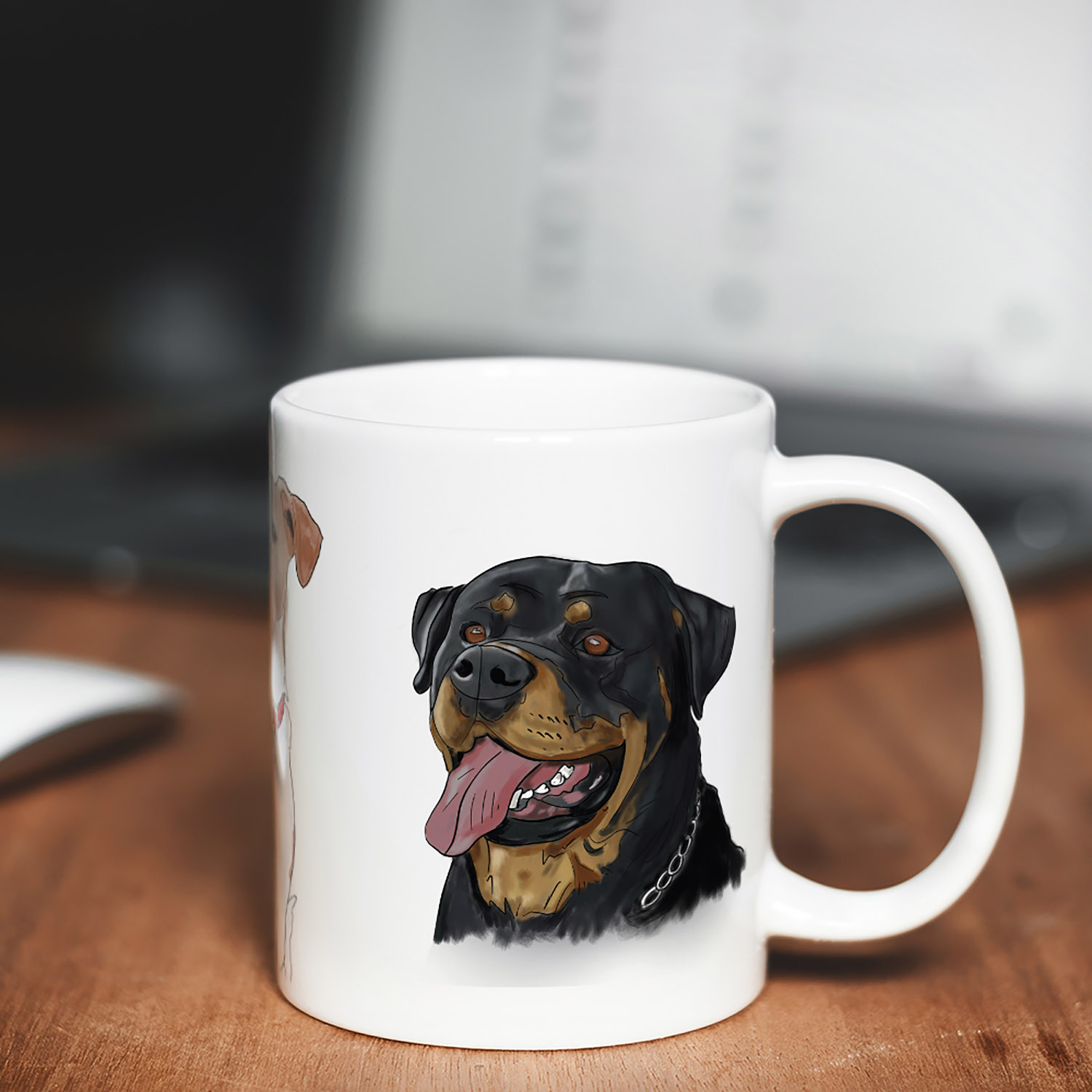 Illustrated Jack Russell & Rottweiler Mug for Dog Lovers