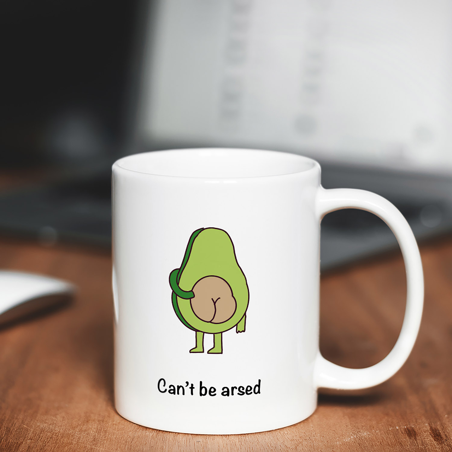 Funny Avocado Mug - 'Sorry, Can't Be Arsed' Coffee Cup