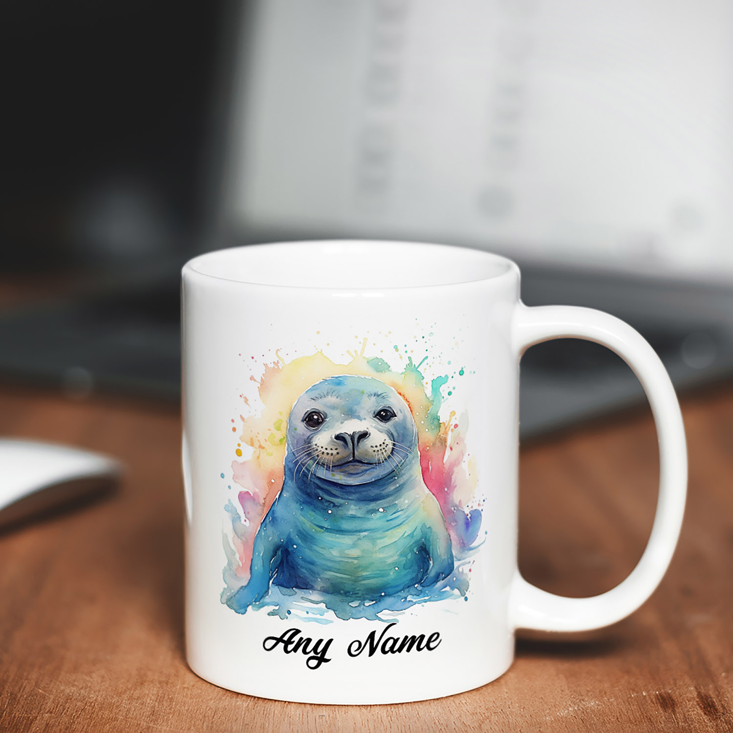 Personalised Watercolour Seal Mug - Unique Gift for Animal Lovers