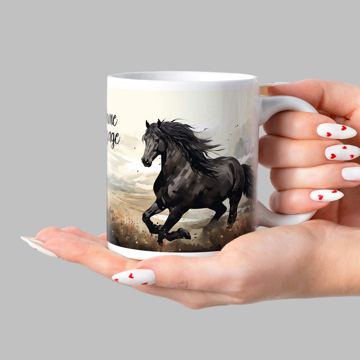 Personalised Majestic Black Horse Mug - Perfect Gift for Horse Lovers