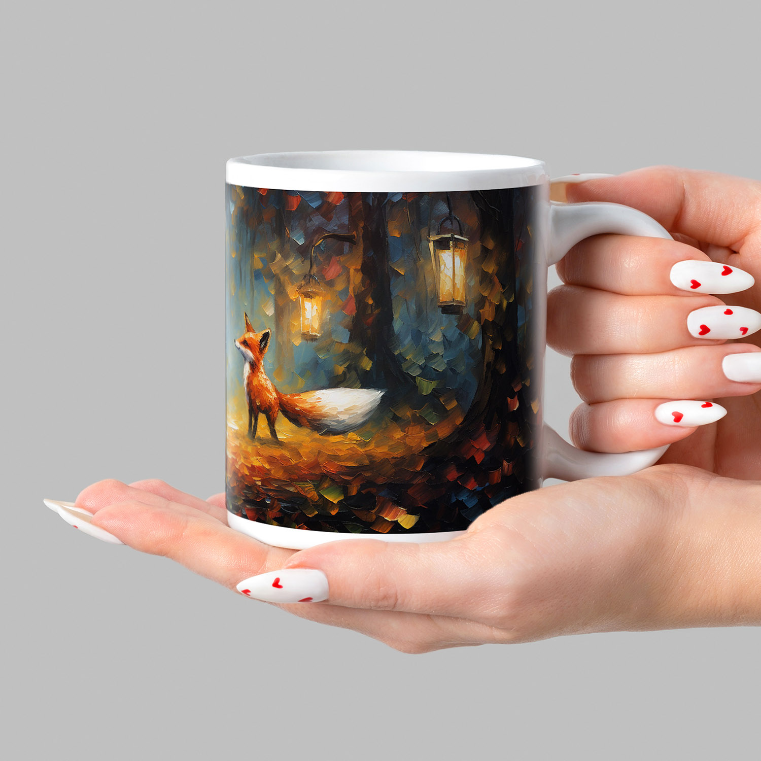Enchanted Forest Foxes Ceramic Mug - Artistic Gift for Nature Lovers