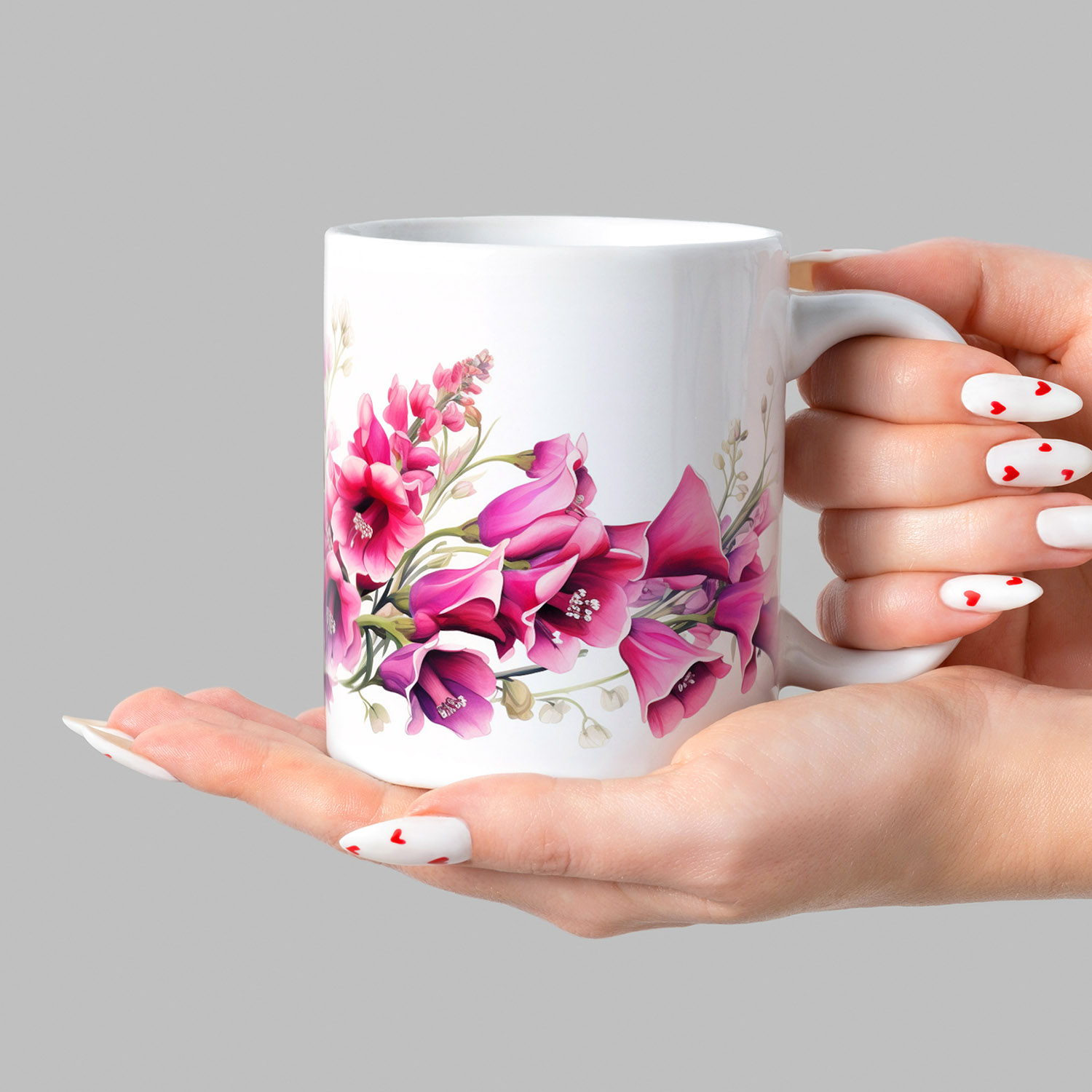 Elegant Foxglove Floral 11oz Ceramic Coffee Mug for Garden Lovers
