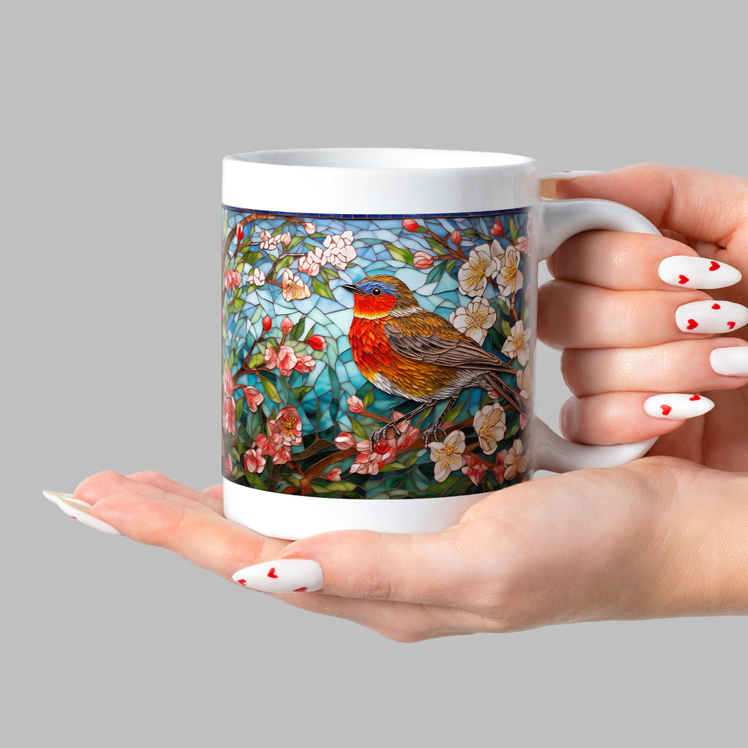 Enchanting Robin Mosaic Coffee Mug - 11oz Ceramic Delight