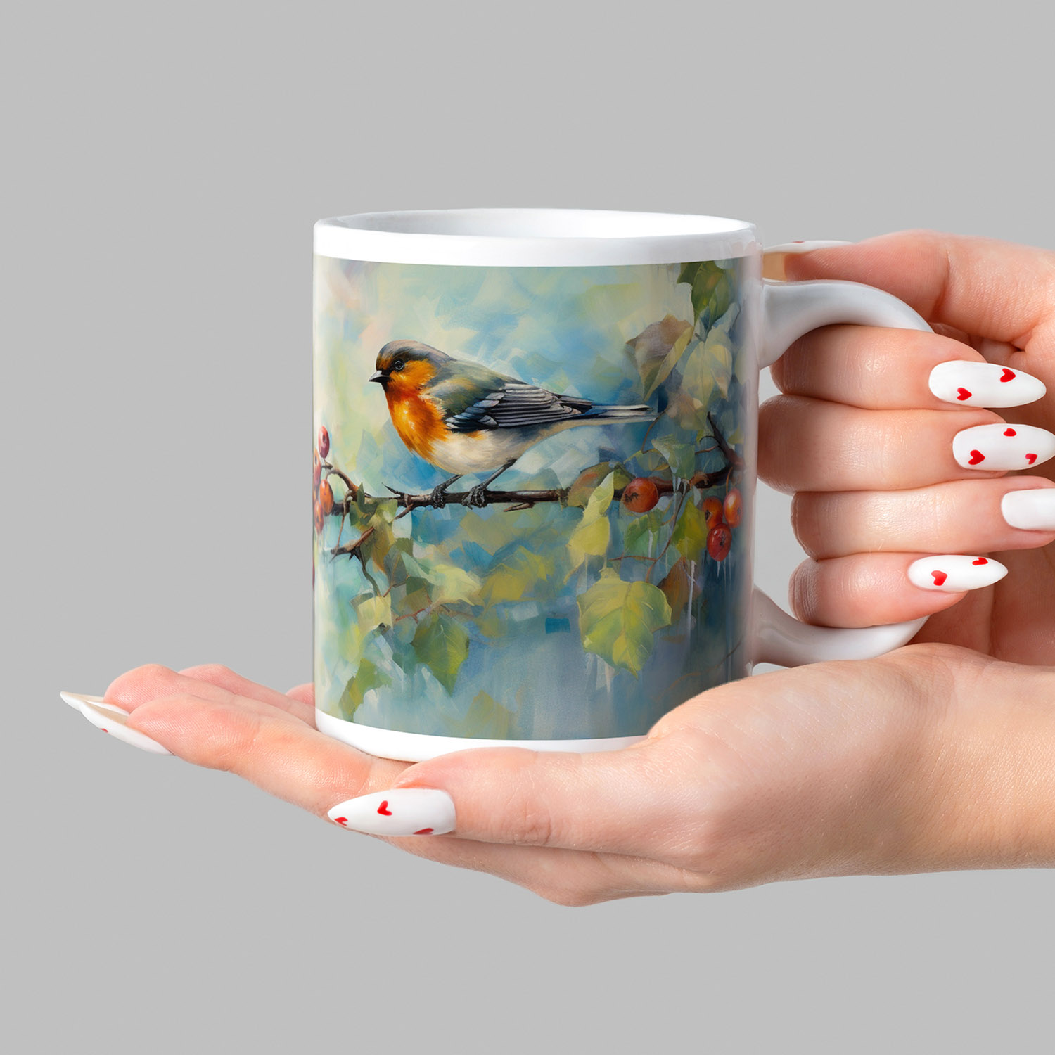 Charming Robin & Holly Mug - Perfect for Cozy Brews