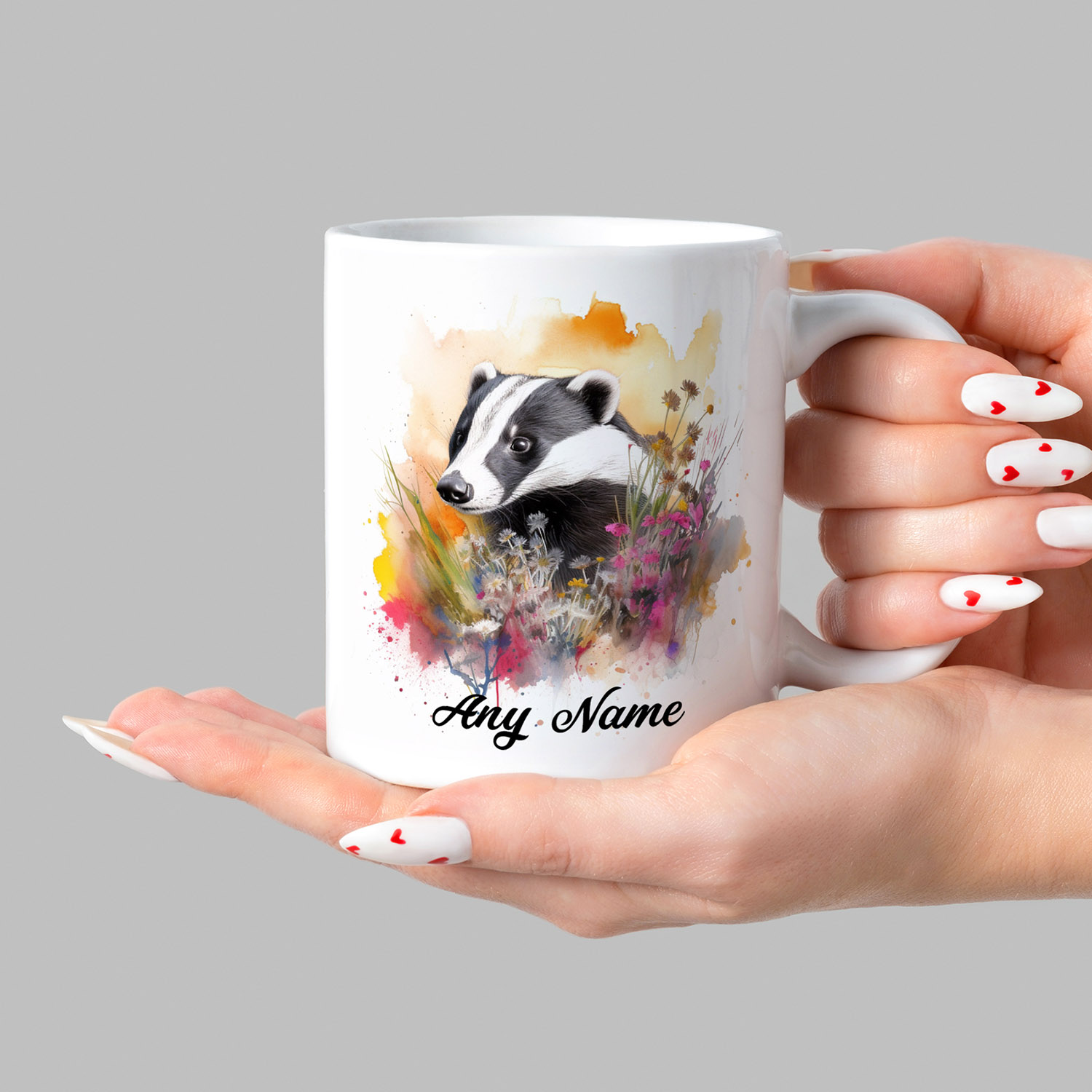 Charming Badger Watercolour Mug for Nature Lovers