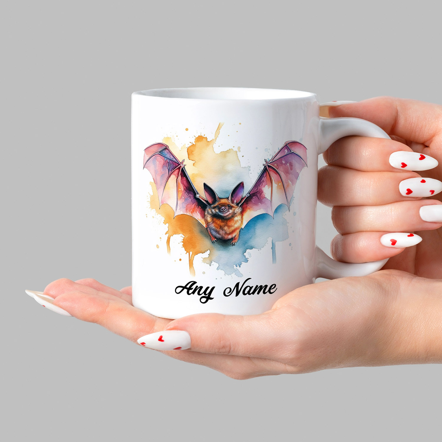 Whimsical Bat Watercolour Mug for Nature Lovers