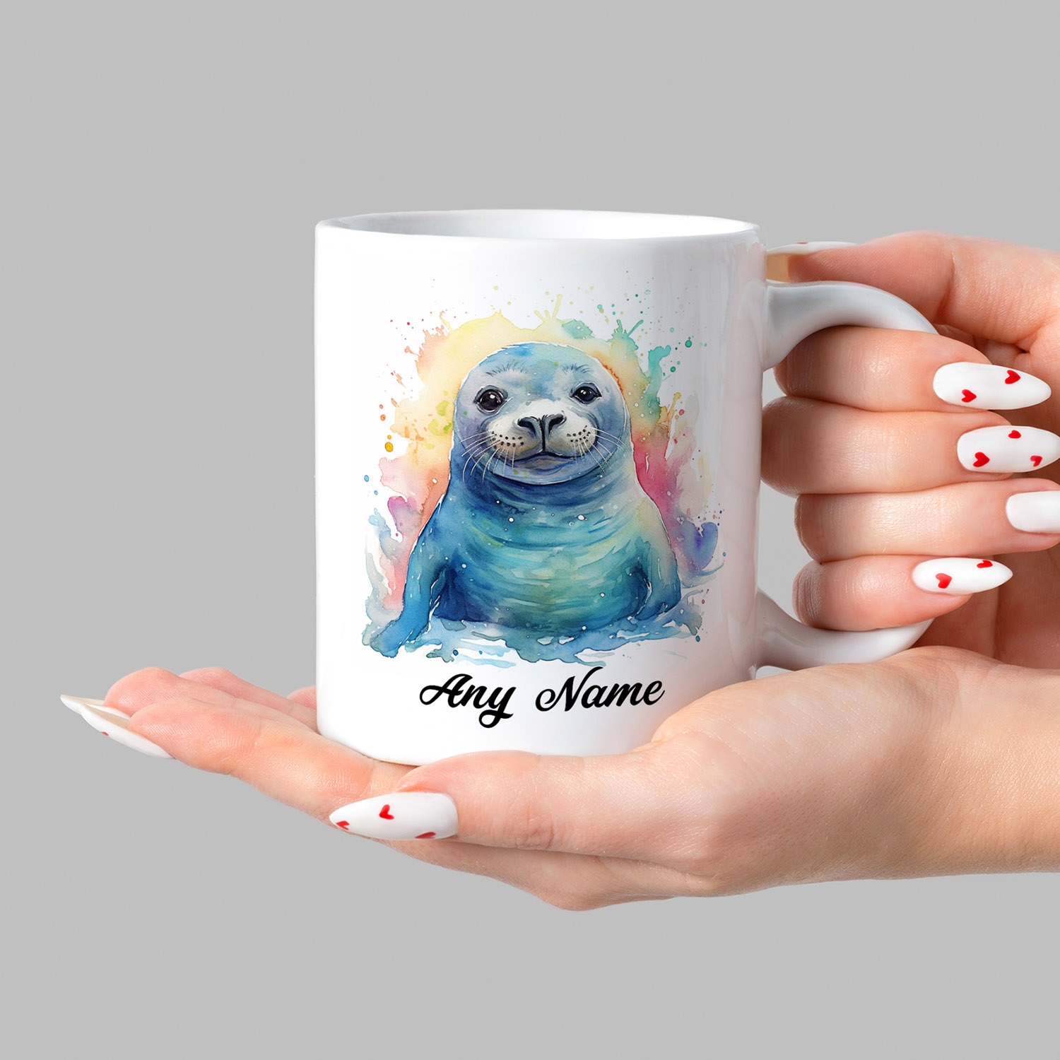 Personalised Watercolour Seal Mug - Unique Gift for Animal Lovers