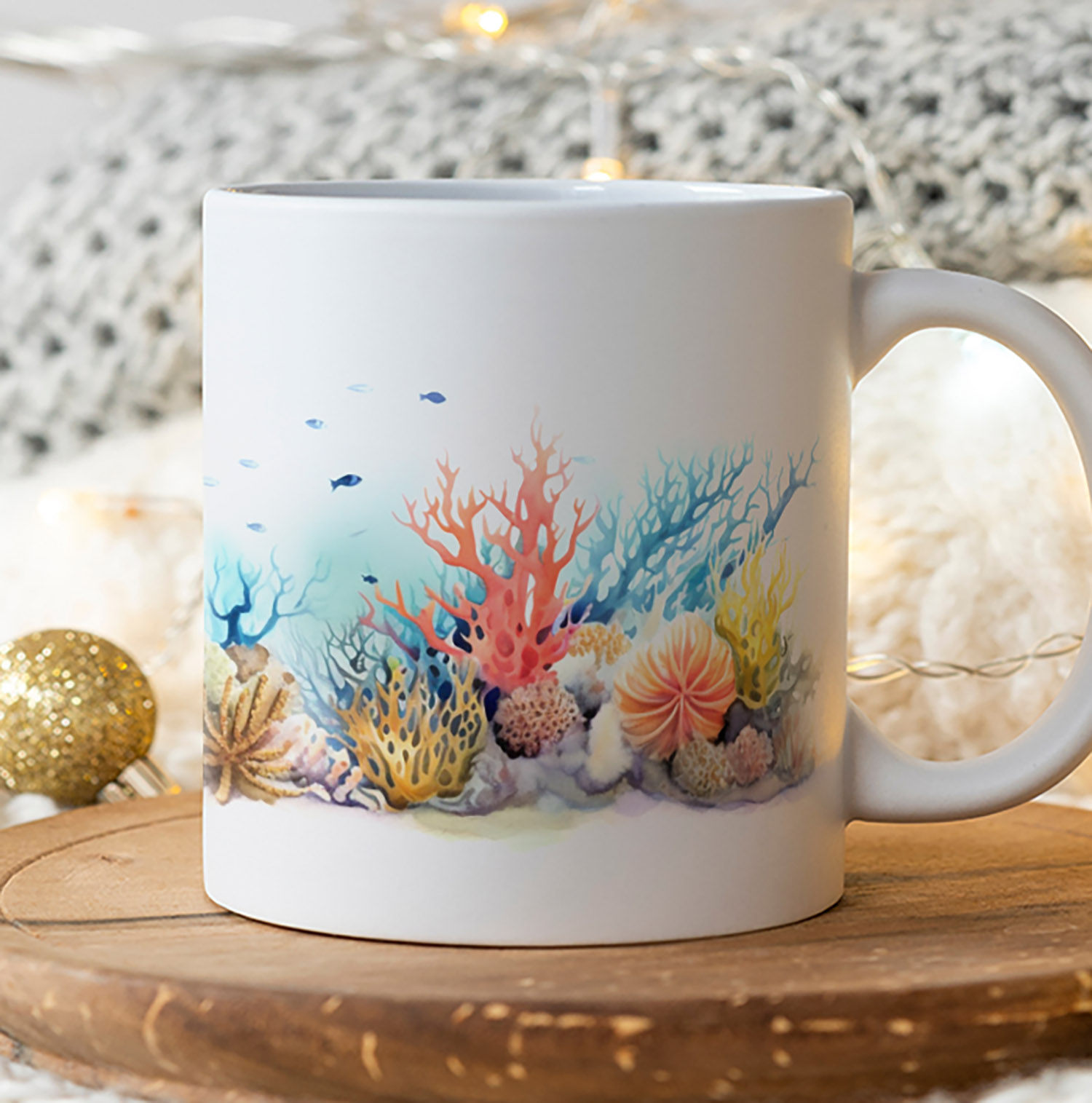 Vibrant Coral Reef 11oz Ceramic Mug - Ocean Lovers Gift