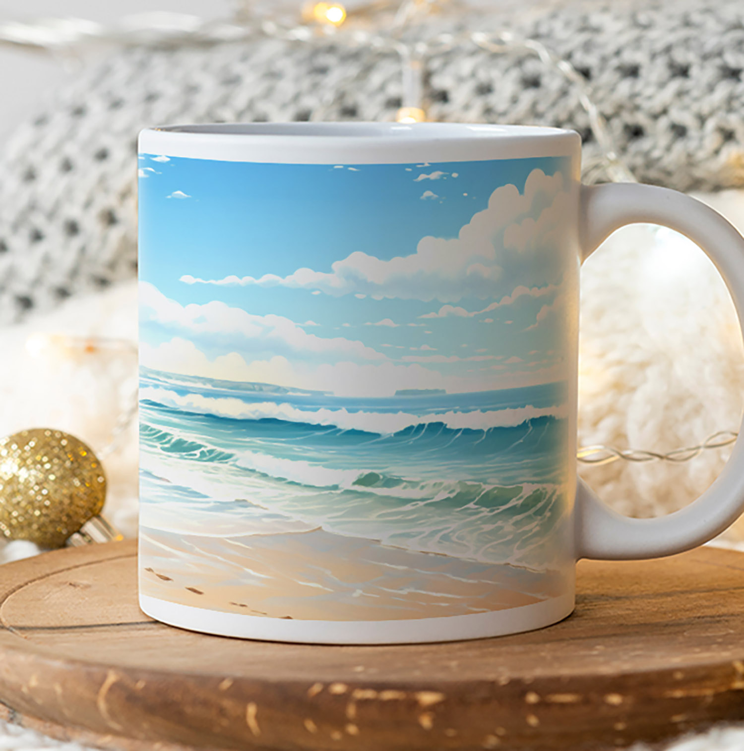 Serene Cornish Coastline 11oz Ceramic Mug - Beach Lover's Gift
