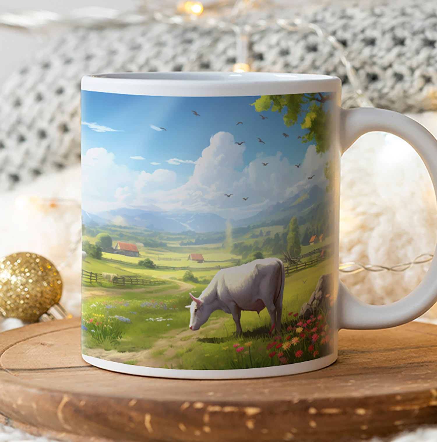 Pastoral Farm Scene Mug - Charming 11oz Ceramic Gift