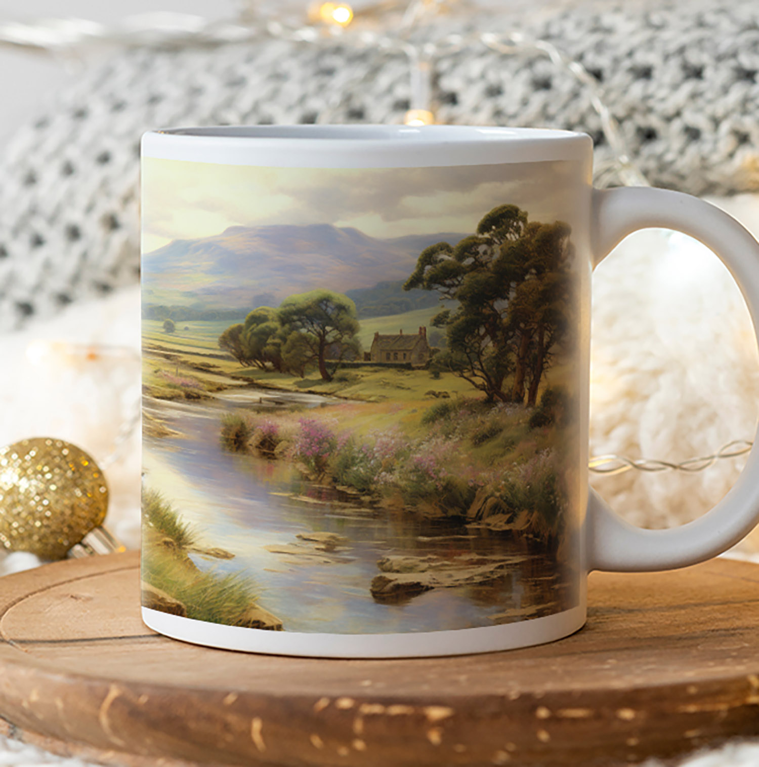 Idyllic Countryside Ceramic Mug - Rustic Charm for Nature Lovers