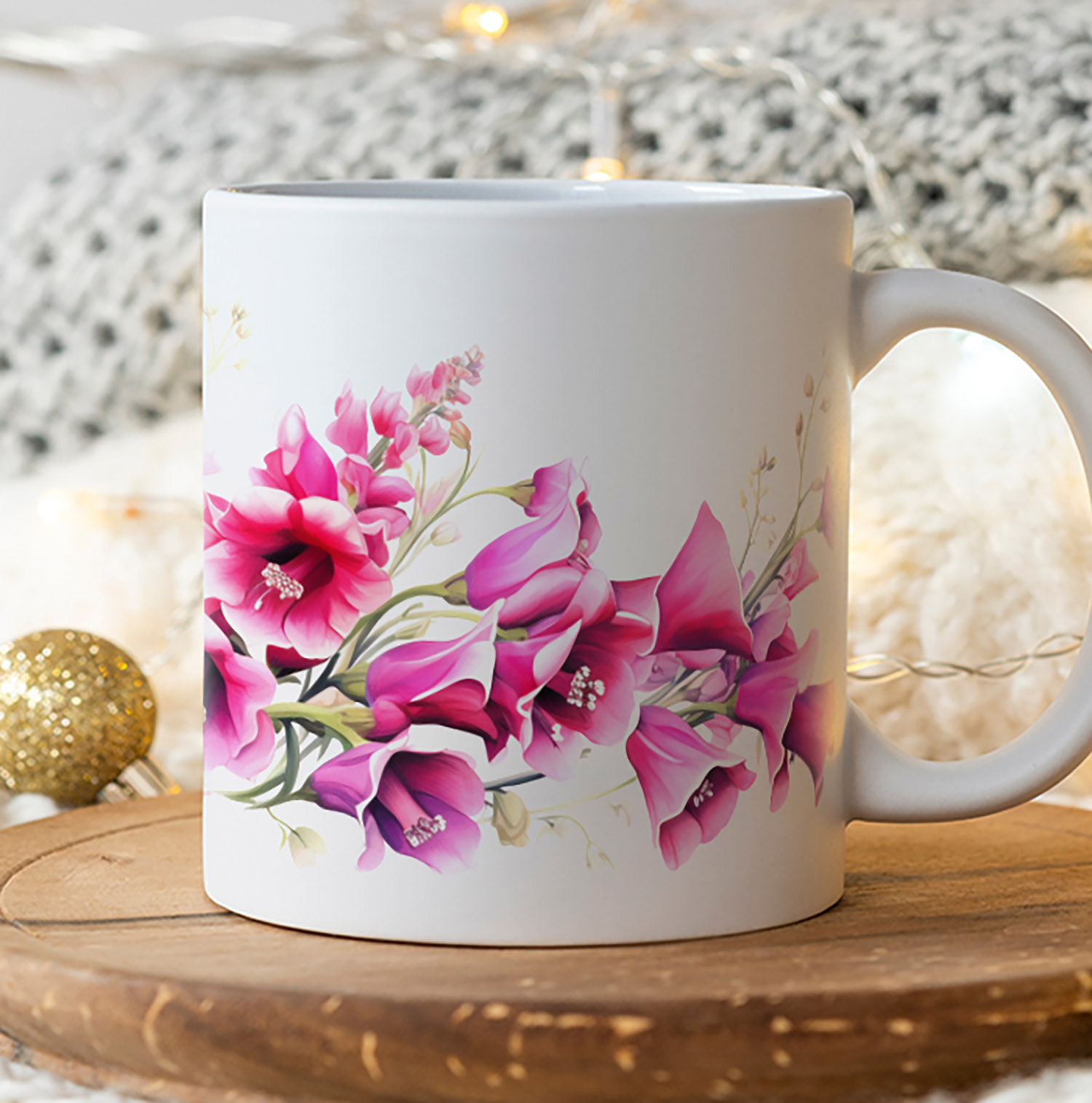Elegant Foxglove Floral 11oz Ceramic Coffee Mug for Garden Lovers
