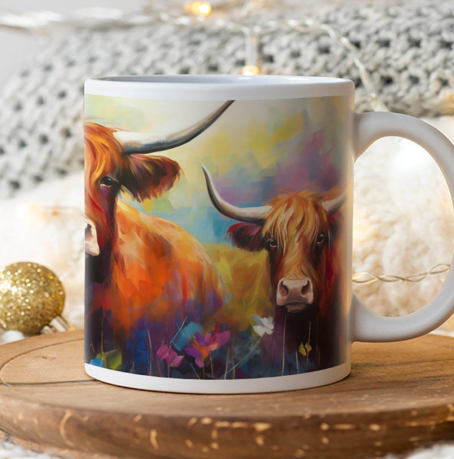 Vibrant Highland Cow Ceramic Mug - Perfect Gift for Animal Lovers