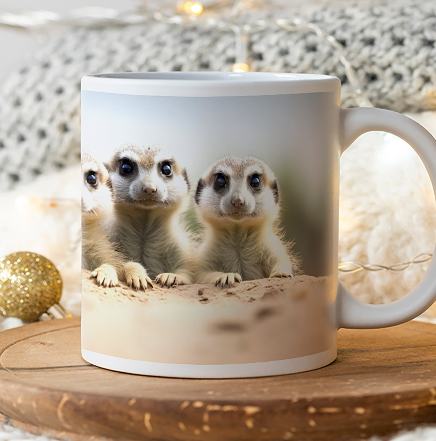 Charming Meerkat Trio Mug - Perfect Gift for Wildlife Lovers