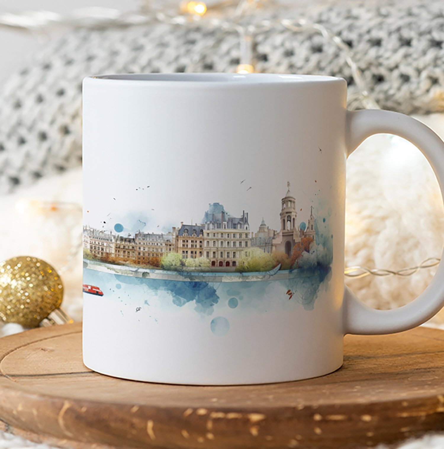 Parisian Watercolour Skyline Mug - 11oz Ceramic Gift