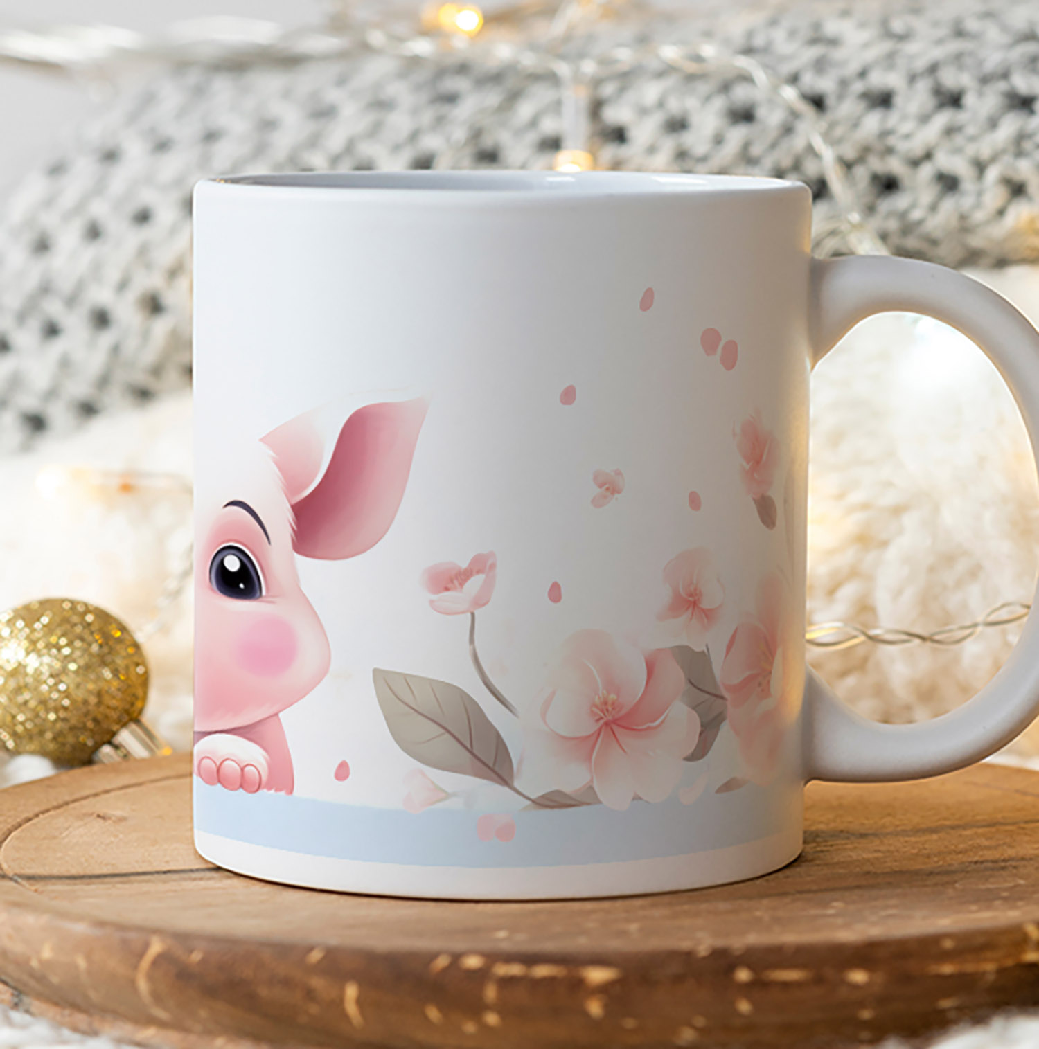 Charming Piglet Blossom Mug - Perfect for Tea Lovers