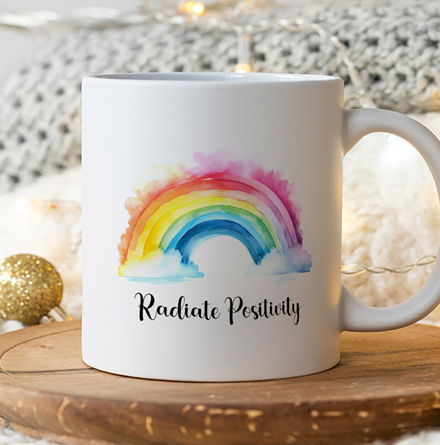 Radiate Positivity Rainbow Mug - 11oz Ceramic Gift