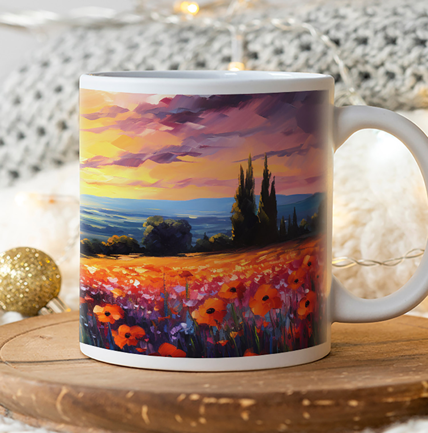 Vibrant Sunset Landscape Mug - Artistic 11oz Drinkware
