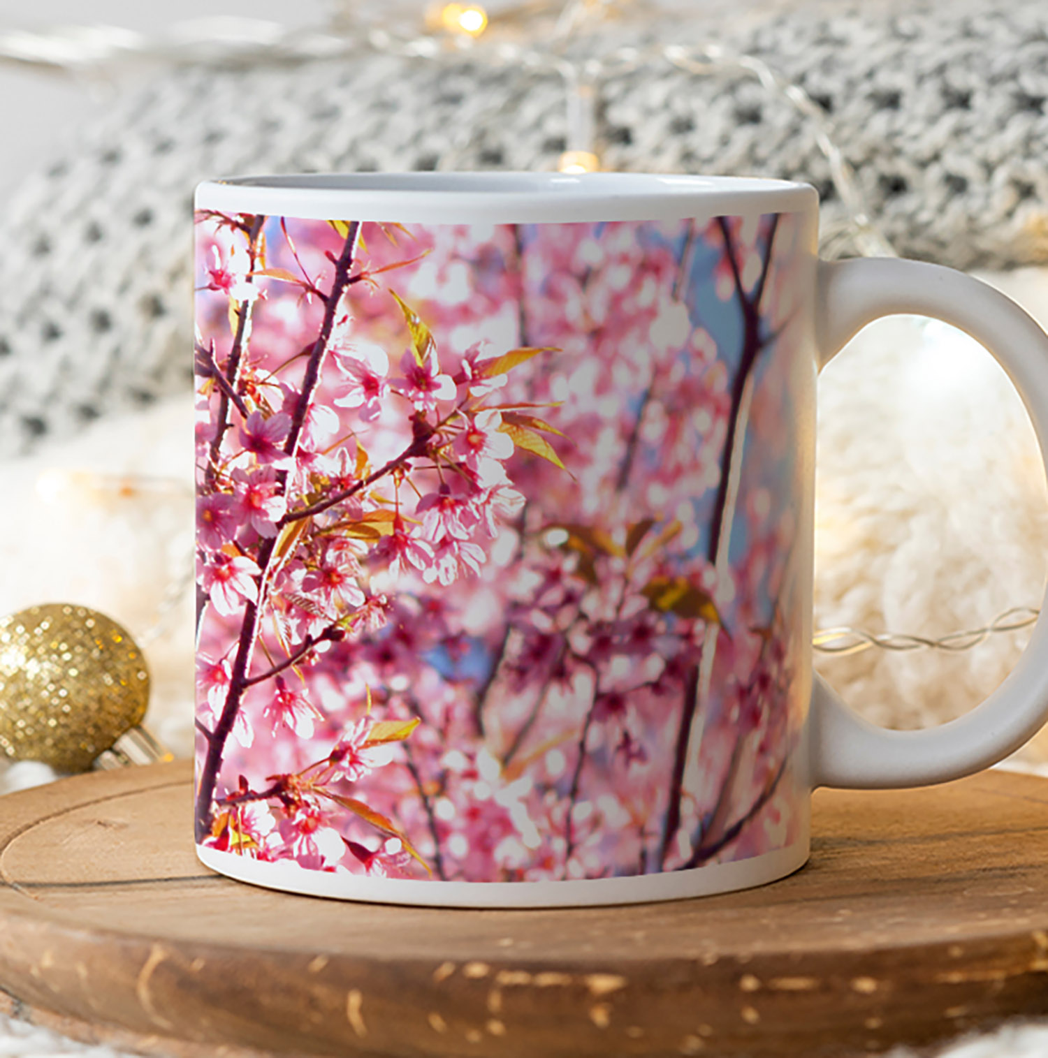 Pink Cherry Blossom Mug - Elegant Floral Design for Tea Lovers