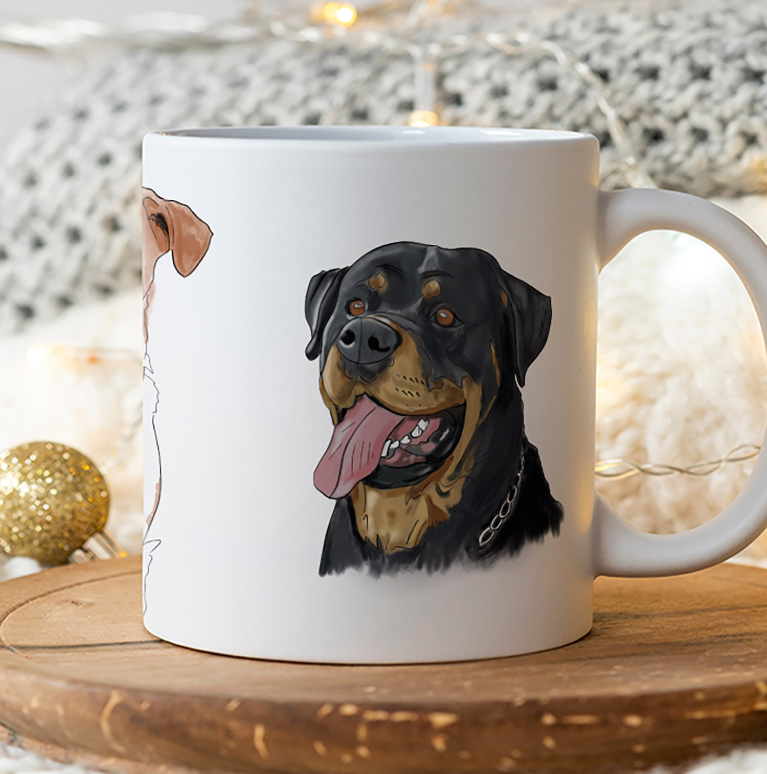 Illustrated Jack Russell & Rottweiler Mug for Dog Lovers
