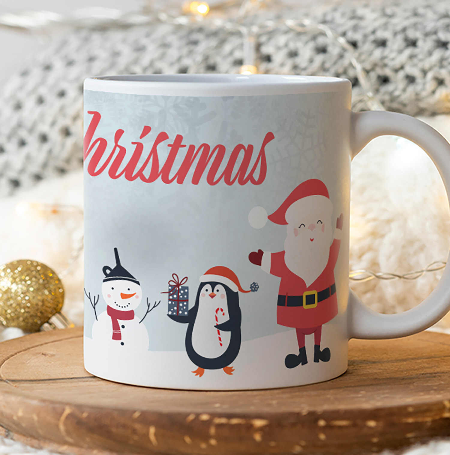 Festive Santa & Penguin Mug - Perfect Holiday Gift