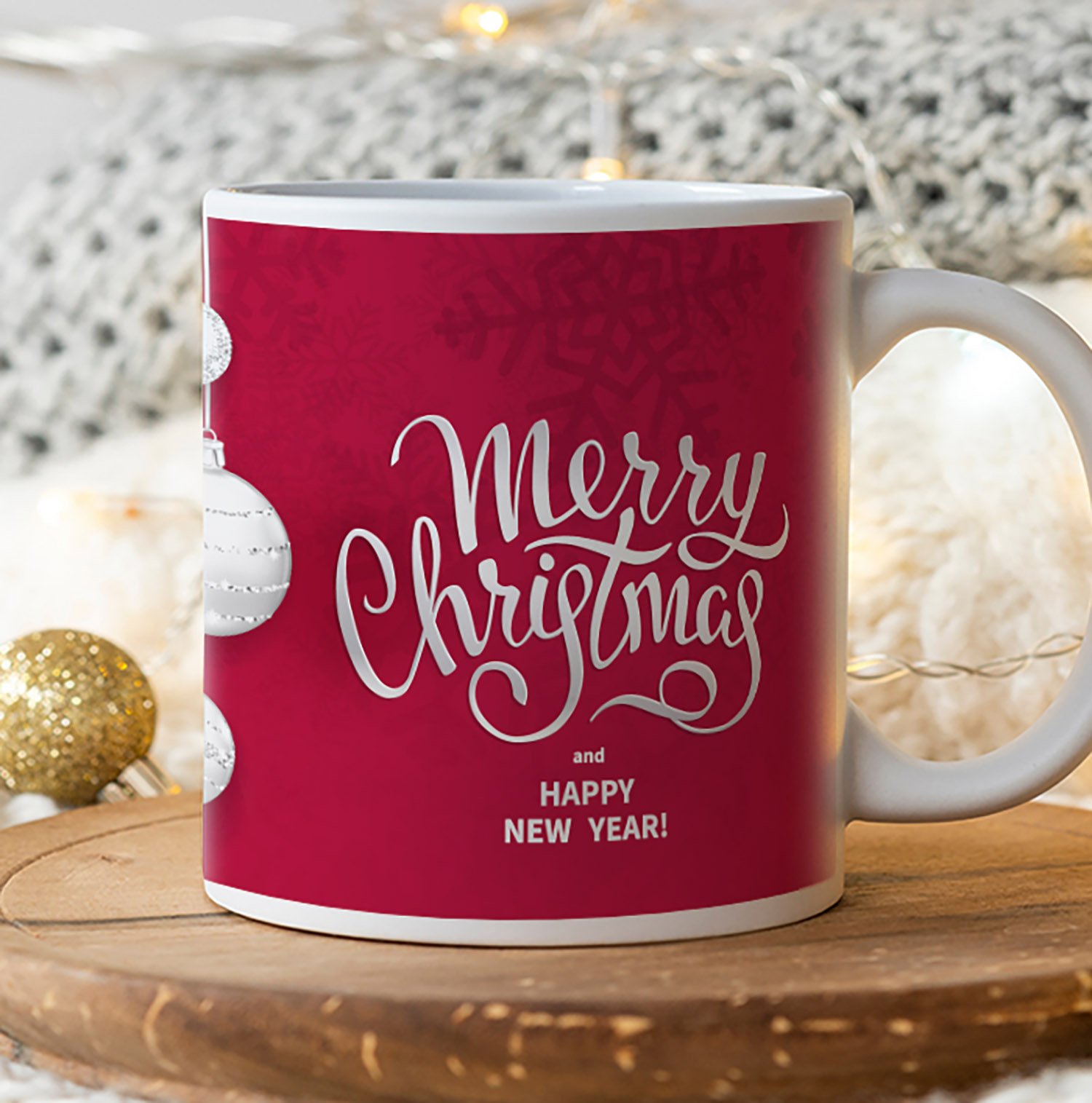 Festive Silver 'Merry Christmas' Mug for Holiday Cheer