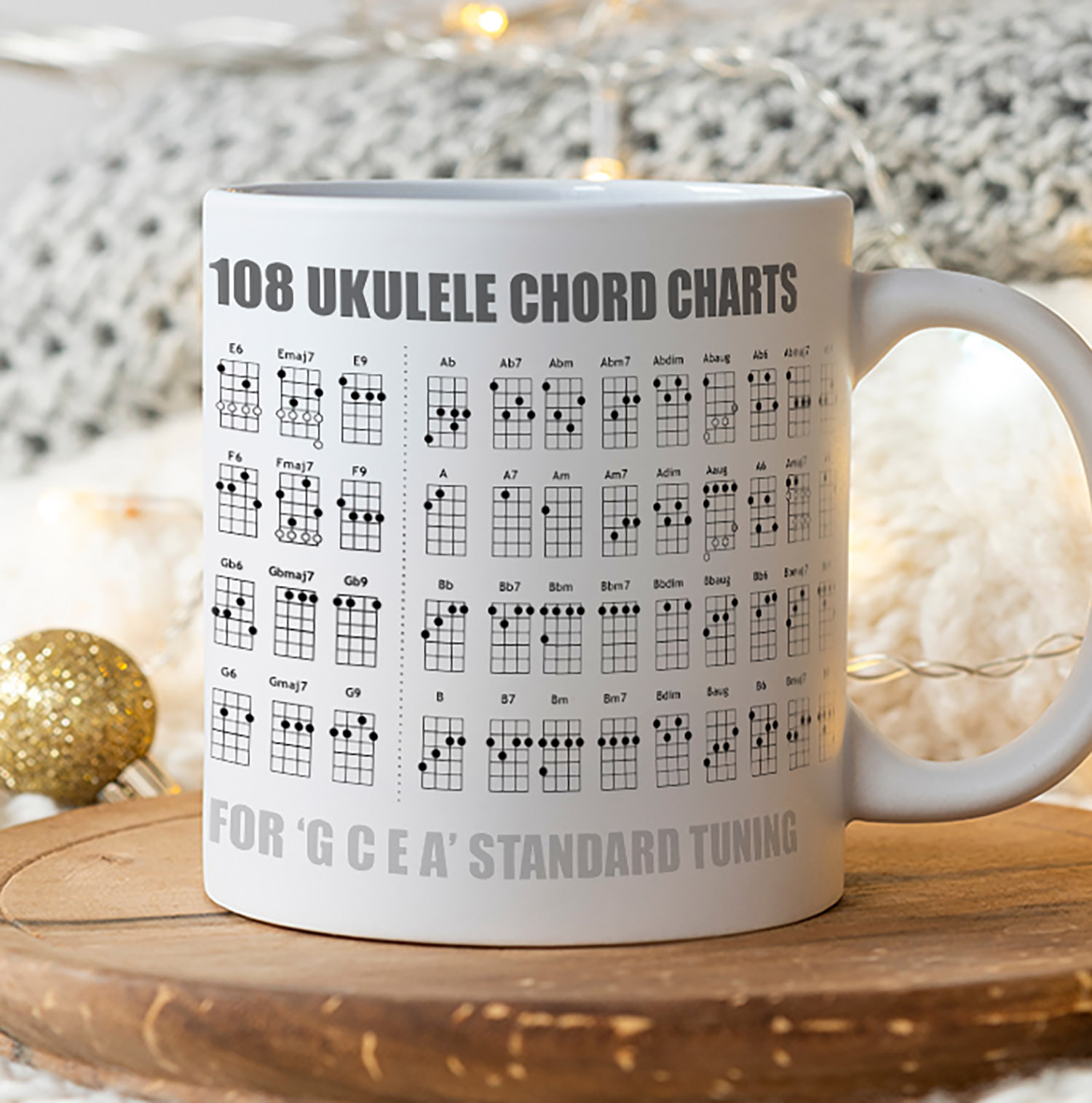 Ukulele Chord Charts Mug - Perfect Gift for Musicians