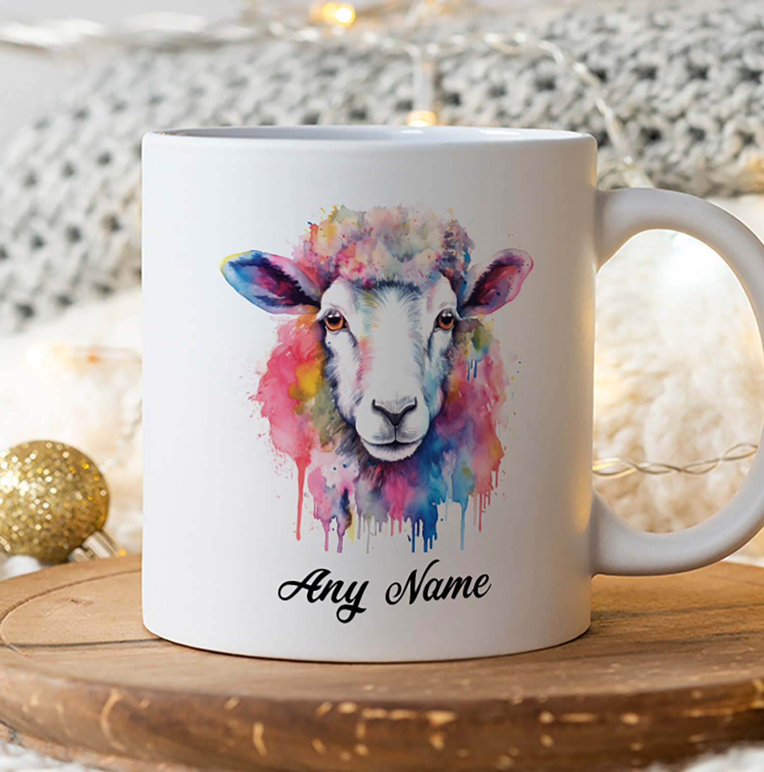 Personalised Watercolour Sheep Mug - Perfect Gift for Sheep Lovers
