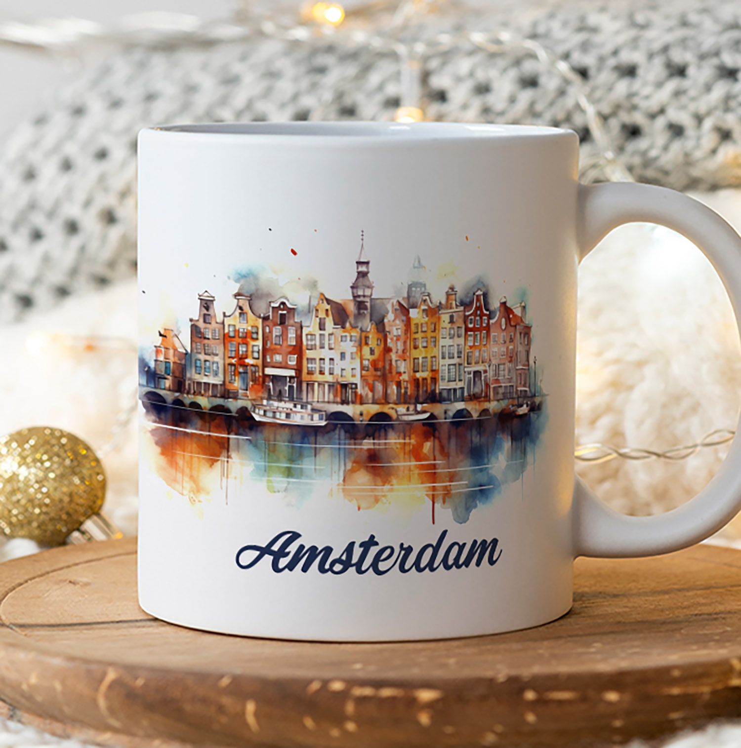 Amsterdam Watercolour Mug - Artistic Gift for Travelers