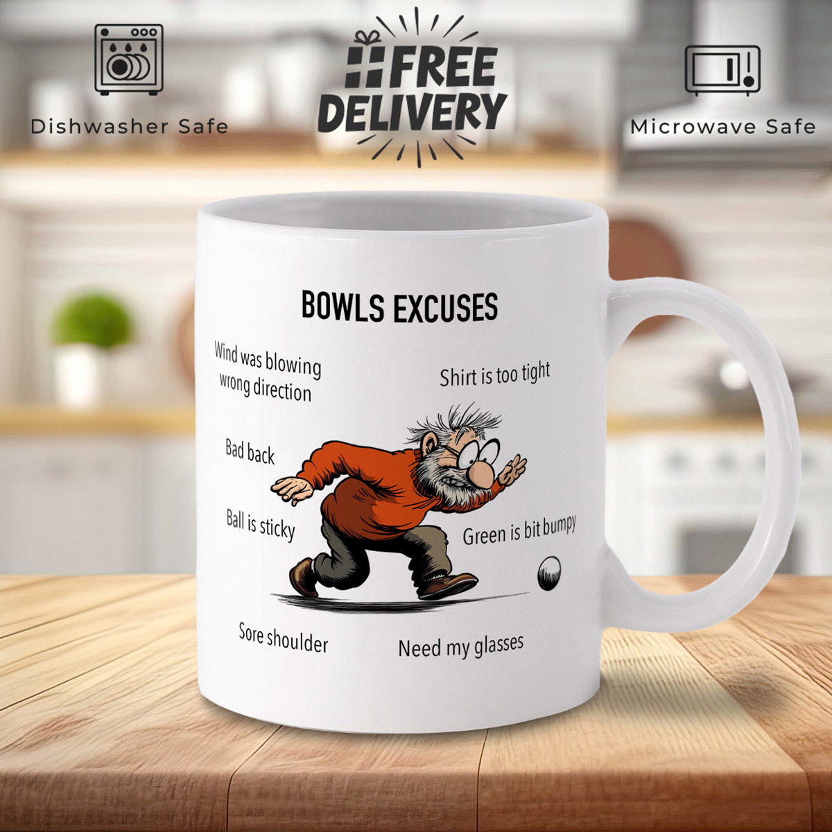 Funny Bowls Excuses White Mug - Humorous Gift Idea