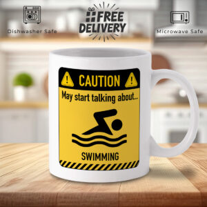 Funny Swimming Mug - Caution Sign Design