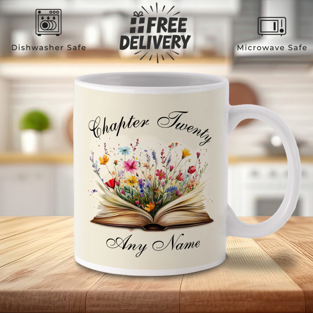 Personalized "Chapter Twenty" Floral Book Mug