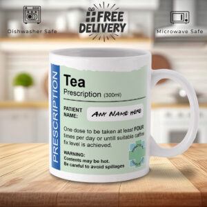 Prescription Label Novelty Mug - Customizable Tea Cup