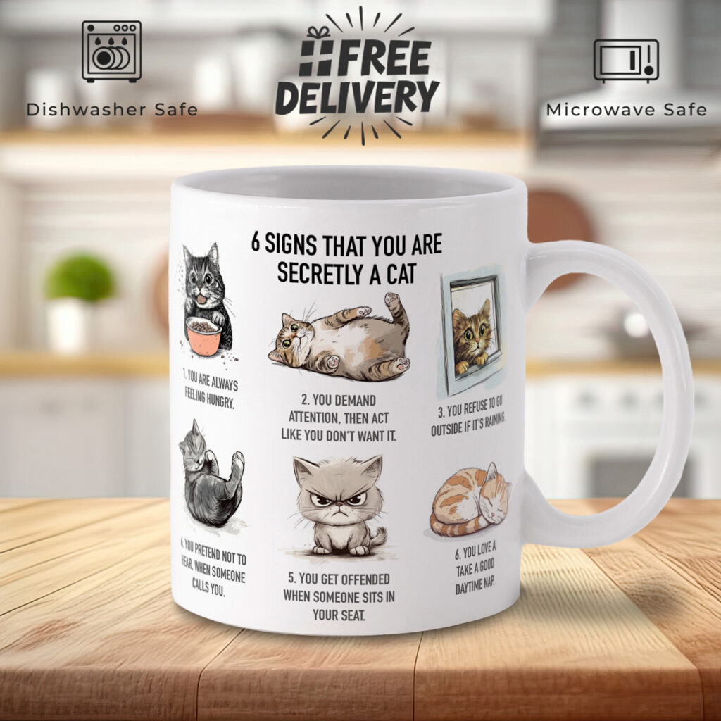 Cat Lover's White Mug: 6 Signs You're Secretly a Cat