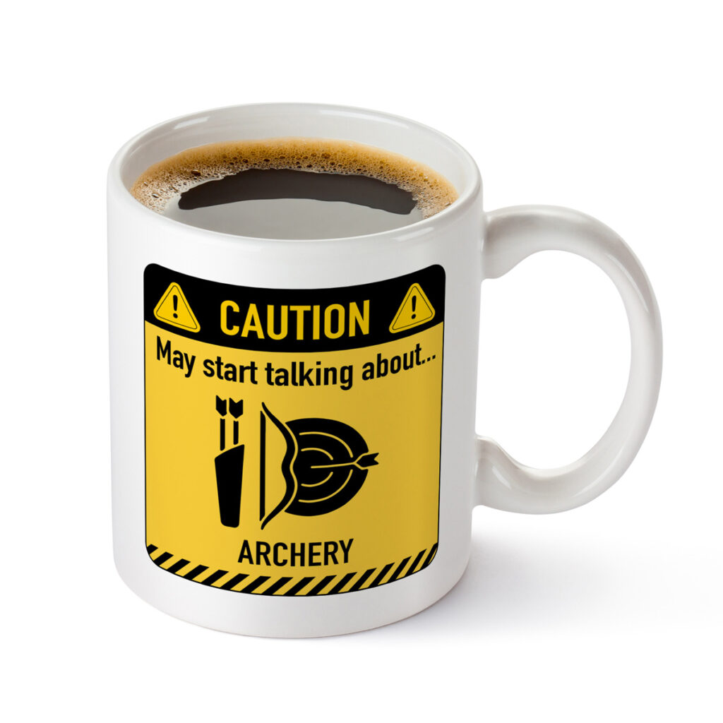 Archery Caution Sign White Mug - Fun Gift for Archers