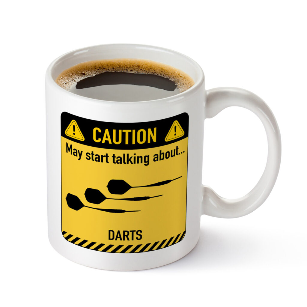 Darts Talk Mug - Funny Caution Sign Design