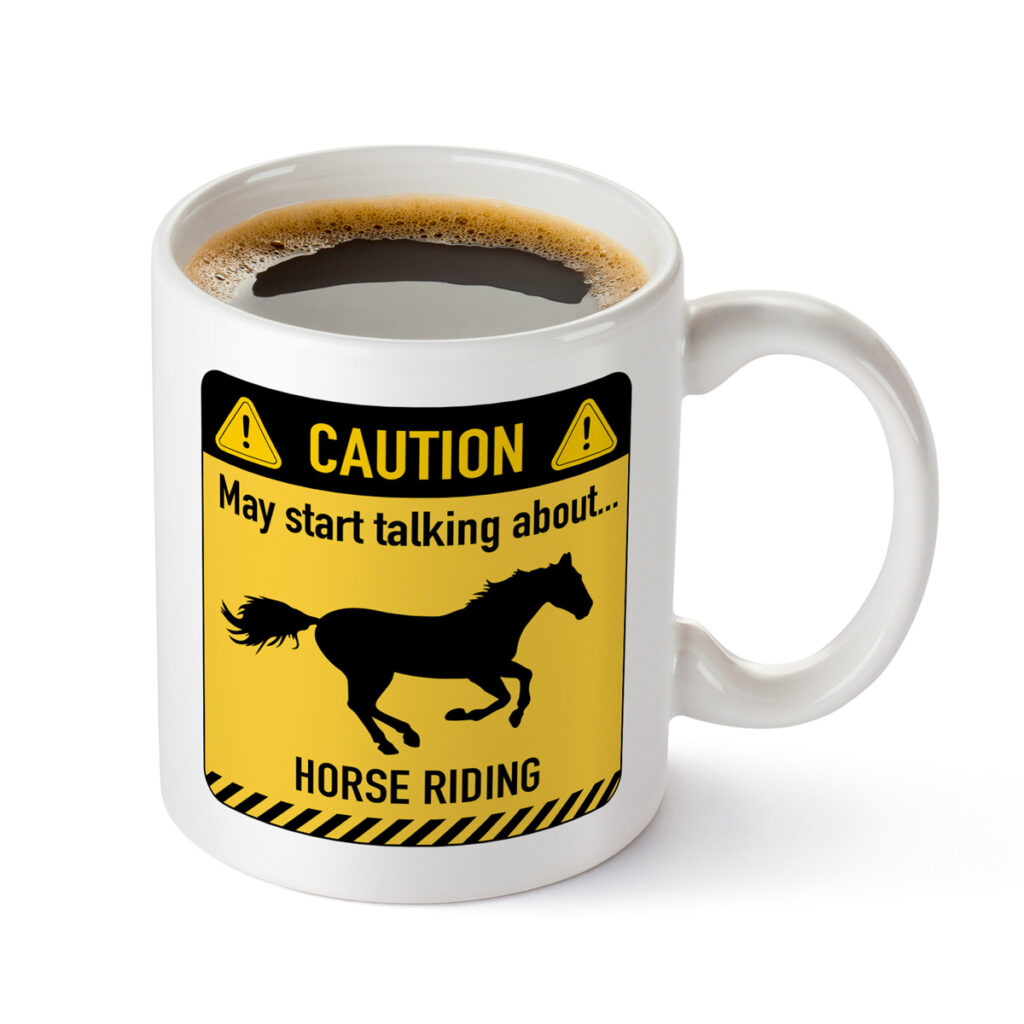 Horse Riding Caution Mug - Yellow & Black Design