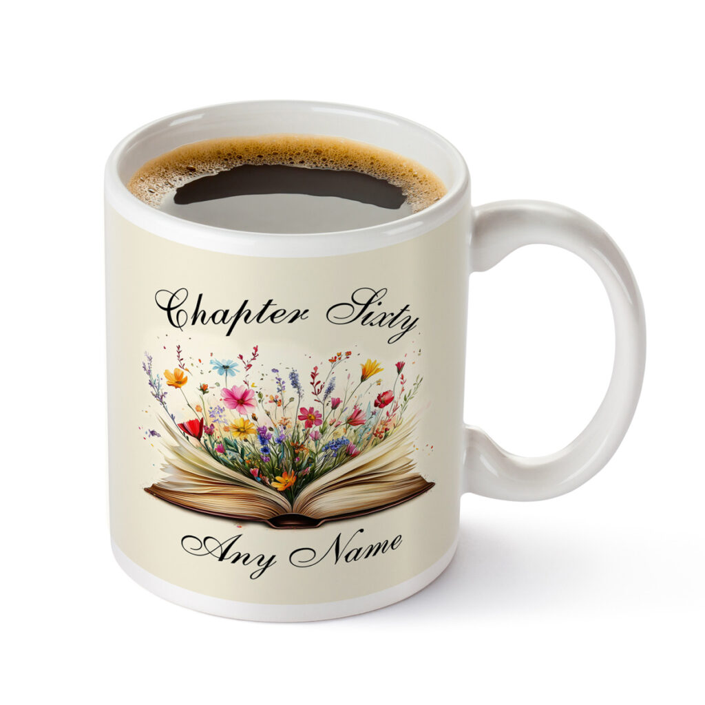 Personalized "Chapter Sixty" Book & Flowers Mug
