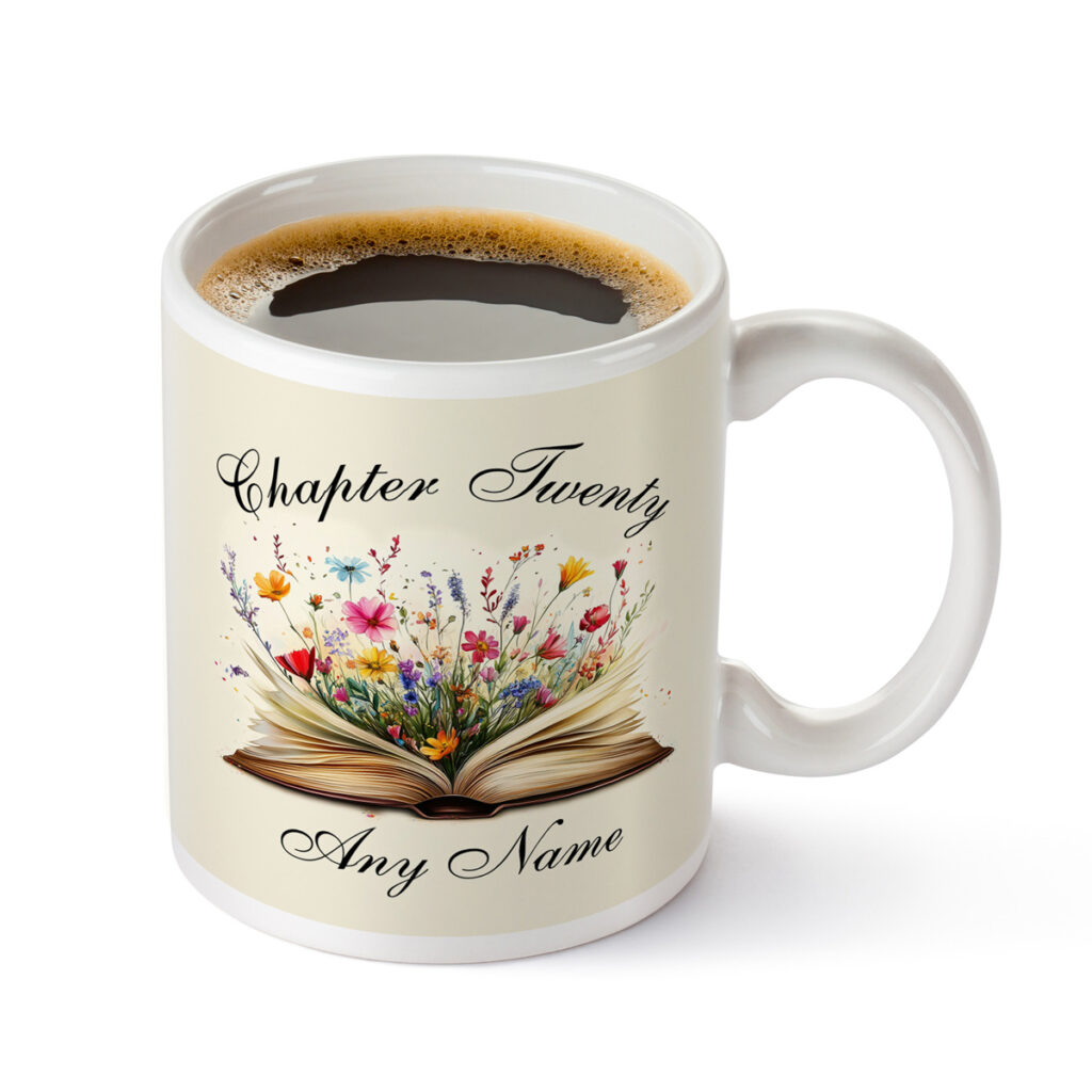 Personalized "Chapter Twenty" Floral Book Mug