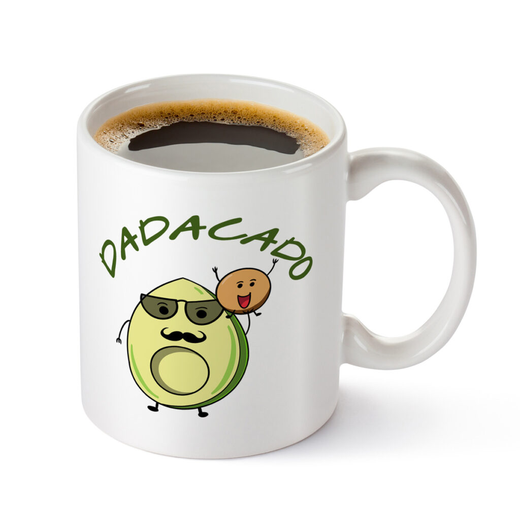 DADACADO Avocado Dad Mug with Glasses & Mustache Design