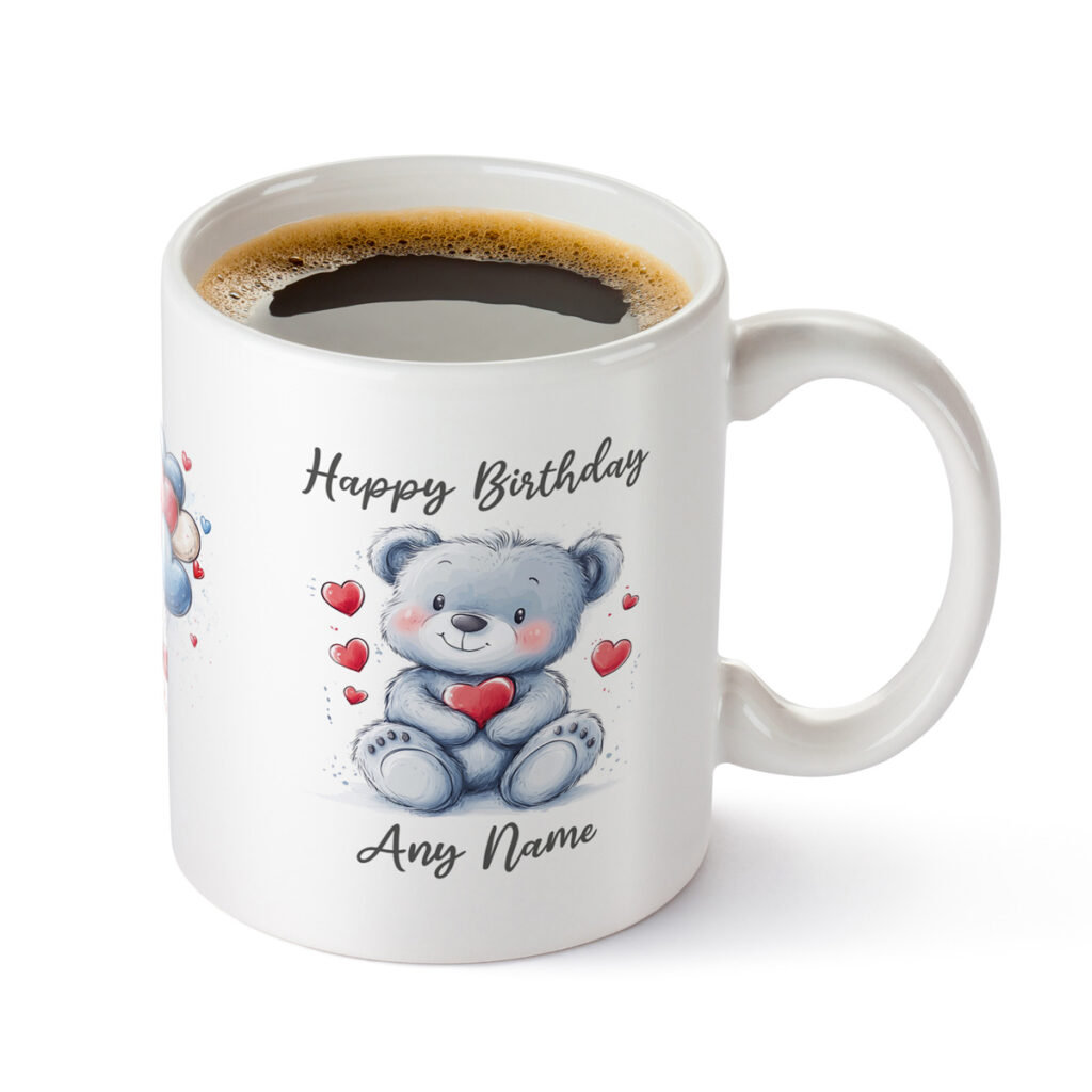 Personalized Happy Birthday Teddy Bear Mug