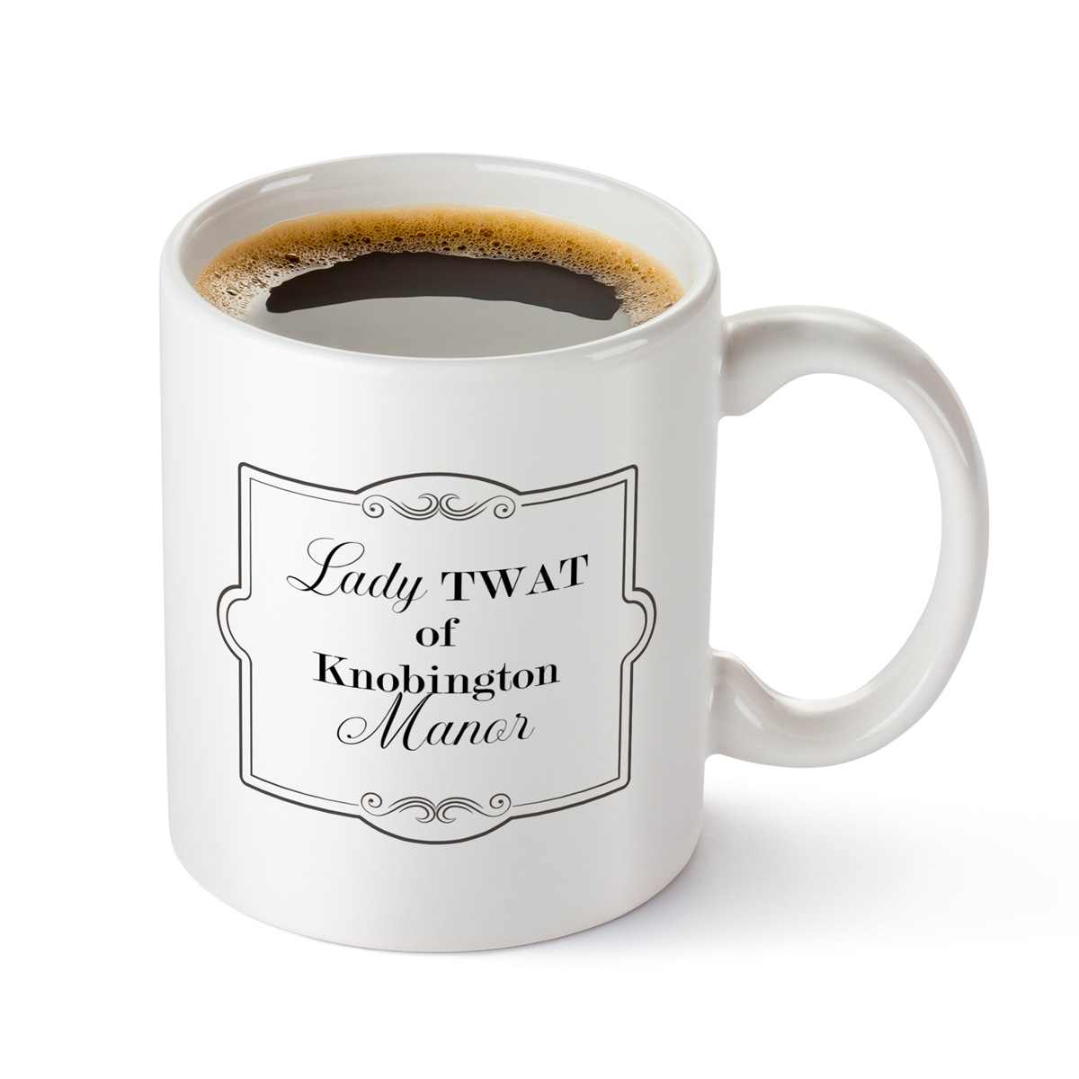 Lady TWAT Mug - Black Border, Knobington Manor Design